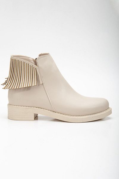Tonny Black Γυναικείες Skin Thermo Sole Tassel Λεπτομερείς μπότες με φερμουάρ με κοντό τακούνι