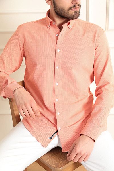 ModaPlaza Ανδρικό πουκάμισο με ριγέ Seersucker Slimfit 9714