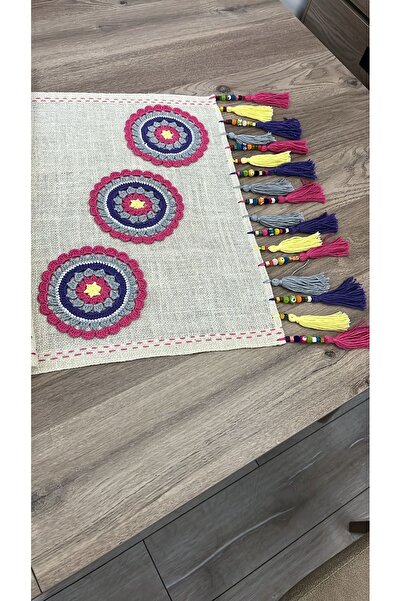 TREND Jut kumaş boncuklu runner