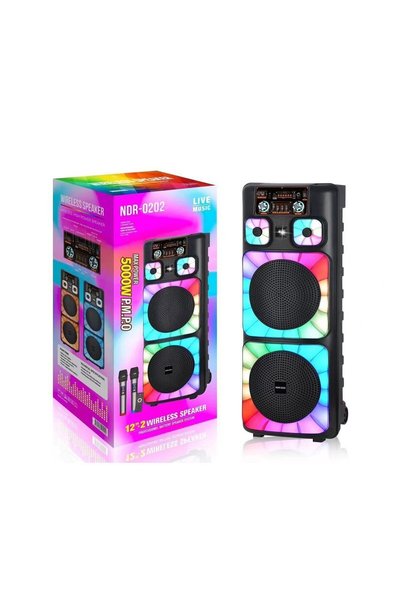 SIGHTZER BÜYÜK BOY ÇİFT MİKROFONLU BLUETOOTH HOPARLÖR TAŞINABİLİR ŞARJLI LED ...