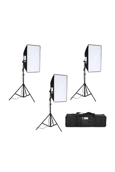 Sürekli Işık Seti 50 X 70 Cm Softbox 3'lü + Çantalı Kit