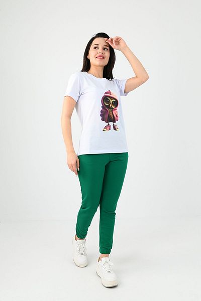Koza Butik Σετ Γυναικεία Φούτερ - Κοντό μανίκι, εμπριμέ, 3773-23