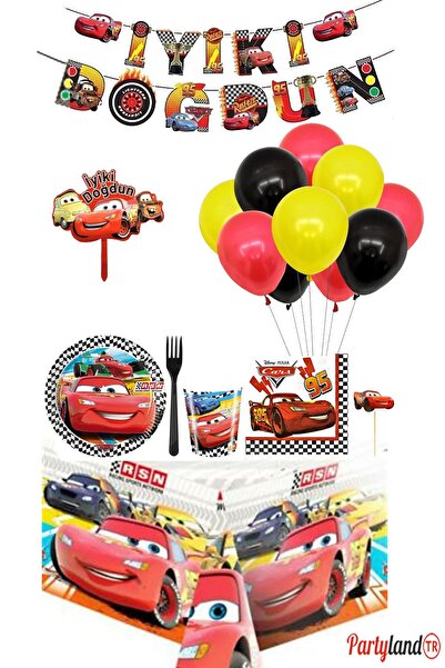 PartylandTR CARS ŞİMŞEK MCQUEEN 16 KİŞİLİK DOĞUM GÜNÜ PARTİ SETİ