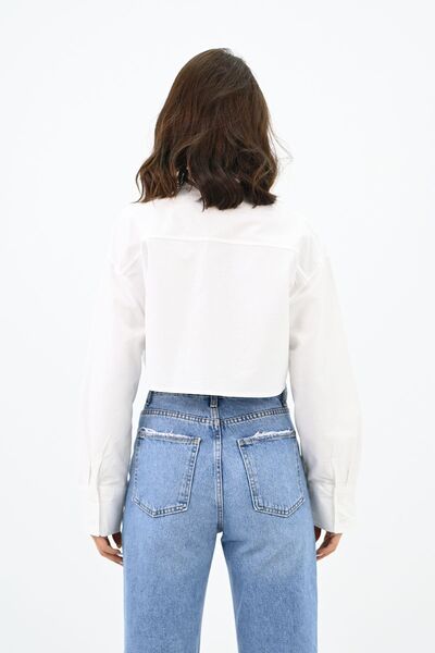 Koza Butik Γυναικείο πουκάμισο Crop Pocket Detailed 1672-24