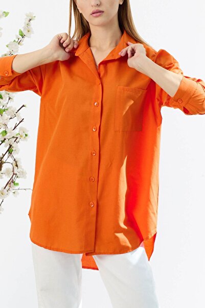 TOFİSA Medium Women's Orange Plain Tunic - 10810