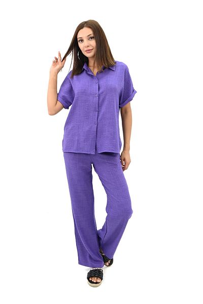 Koza Butik Women's Double Set - Short Sleeve, Shirt Collar, 4097-25
