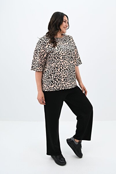 Koza Butik Γυναικείο μπλουζάκι με μοτίβο λεοπάρ σε μέγεθος 8113-24