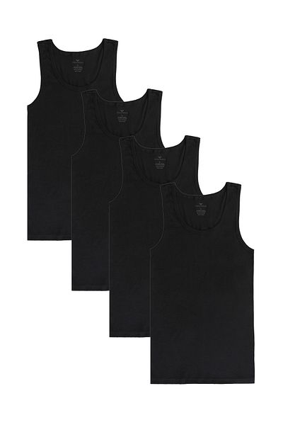 Steve Wolls Men's Black 4-Piece Strap Bamboo Undershirt - 33402