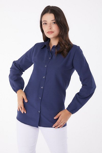 TOFİSA navy Blue Women's Shirt, StraiGht Collar - 13249