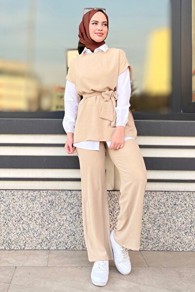 TOFİSA Bézs színű női szett - sima nyakú, 11448