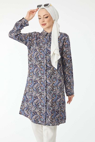 TOFİSA 24504-SAKS Mintás tunika
