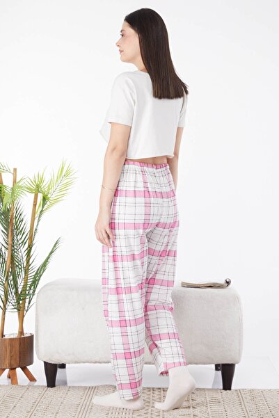 TOFİSA Pink Plain Medium Women's Pajama Bottoms - 25330