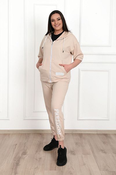 Koza Butik Γυναικεία φόρμα με κοντό μανίκι με κουκούλα μεγάλου μεγέθους 3705-23