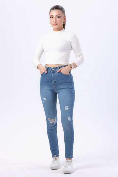TOFİSA Blugi de damă skinny din Lycra albastru - Croială medie - 23812