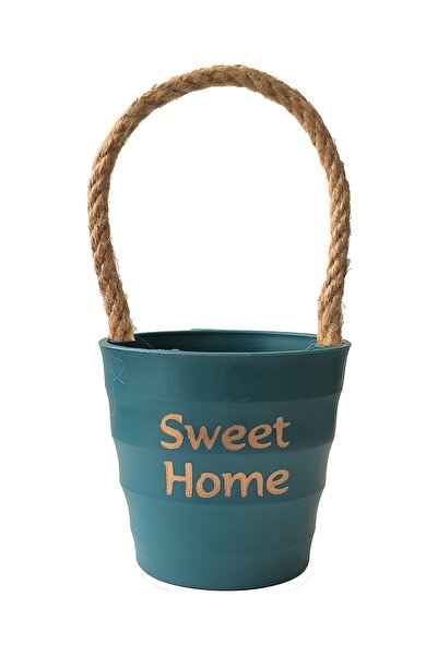 ToXA 0.4 Litre Mavi Hasır Ipli Plastik Küçük Sepet Saksı Süs Yapay Çiçek Kakt...