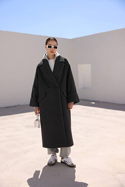 My Blog Elsa Schwarzer Oversize-Langmantel mit Taschen – 54424