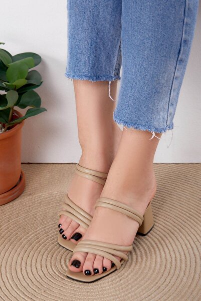 TOFİSA Mink Women's Heeled Slippers - 24795