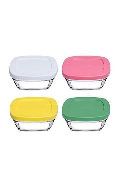 Paşabahçe Pudding Glass Storage Container with Lid 4 Pieces for Breakfast 11 Cm 96840