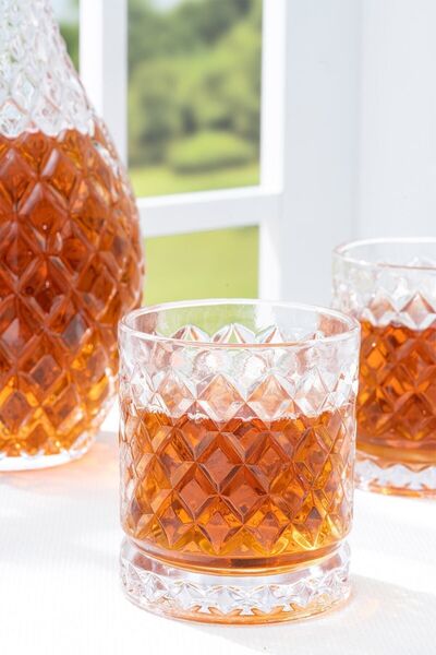 Glamis Selen Concept El Yapımı Cam Şişe Sürahi 2 Bardaklı Set