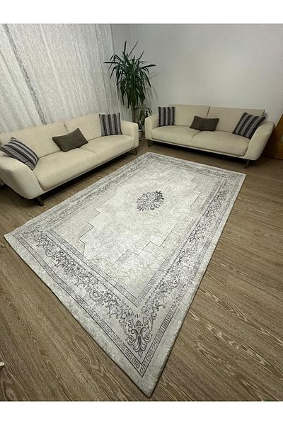 MODKLAS 6m2 200x300 Cm Gray Digital Printed Spongeless Carpet Cover - Elastic and Washable