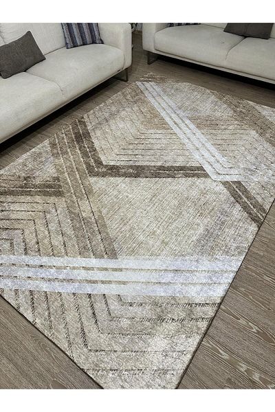 MODKLAS 6m2 200x300 Cm Sarniç Brown - Sponge Free Carpet Cover, Elastic and Washable Digital Printing