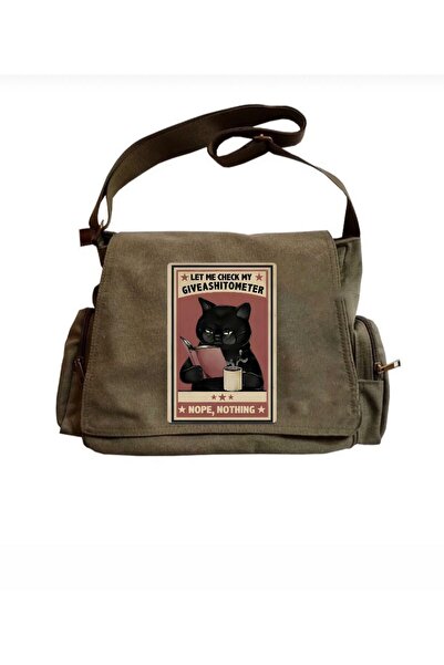 DEEFWEAR Kedi Postacı Çanta/ Bag Ayarlanbilir Kemer ve Fermurlı Cepler