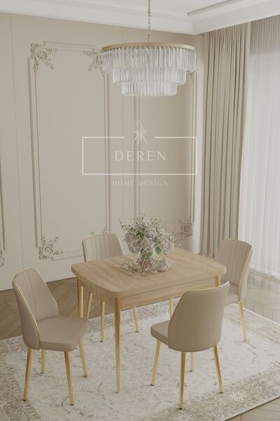 DEREN HOME Via Serisi 70x110 Masa+4 Kapiçino Silinebilir İthal Baby Face Kuma...