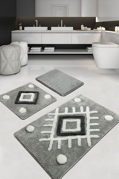 Chilai Home Punica Grey Acrylic Σετ 3 τεμαχίων - Μοκέτα μπάνιου