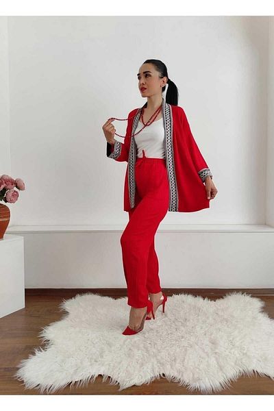 İpli Narrow Embroidered Kimono Set