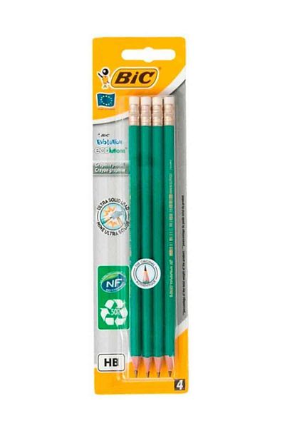 Bic قلم رصاص Evolutıon 655 Hb مع ممحاة 4 قطع نفطة