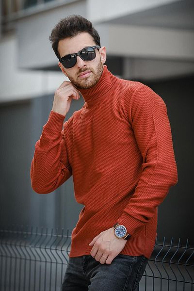 Oksit Seka 500 Ανδρικό Slim Fit Full Fisherman Πουλόβερ - Κυψελοειδή πλεκτό