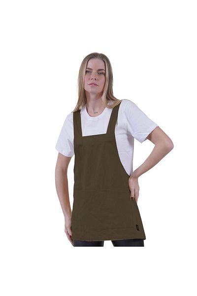 Exve Exclusive Khaki Green Basic Double Pocket Apron - For Chef, Barista, Worker and Kitchen