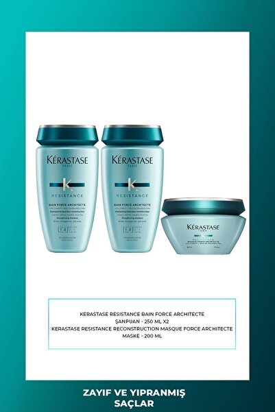 Kerastase Kérastase Bain Force Architecte (1-2) 250 ml X 2 + Resistance Extentioniste Maske 75 ml