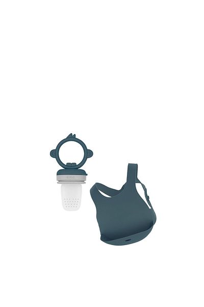OiOi Puree - Deep Blue / Powder Gray & Baby Bib