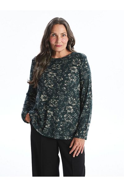 LC Waikiki Patterned Long Sleeve Crew Neck Women's Blouse
