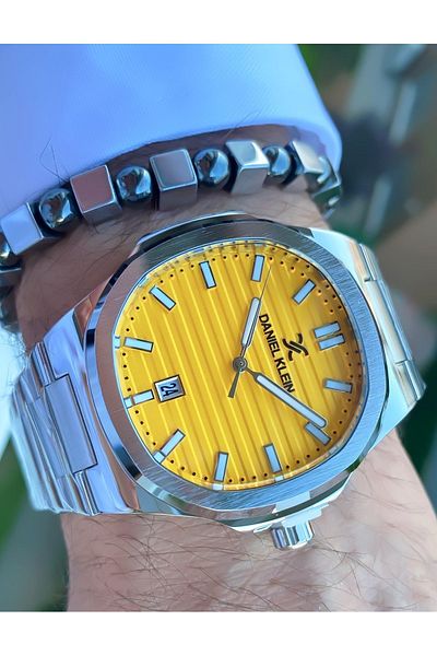 Daniel Klein Men's Silver Colored Wristwatch - 2 Years Warranty, Bracelet Gift