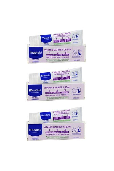 Mustela فيتامين باريير 1-2-3 كريم الحفاضات 50 مل 3 قطع