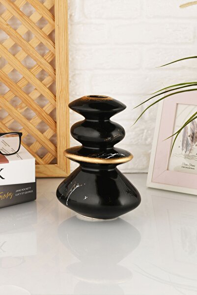 ANGDESİGN Angdesign Black Ephesus Ceramic Small Vase