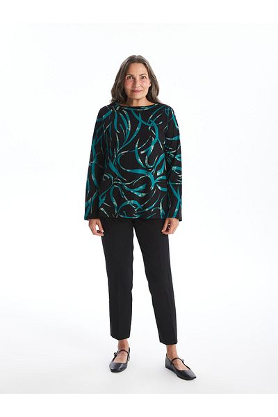 LC Waikiki Patterned Long Sleeve Crew Neck Women's Blouse