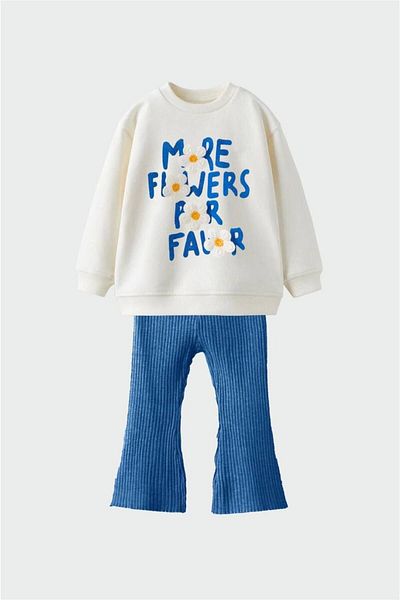 anonim Girl's Floral Punch Embroidered Tights Set
