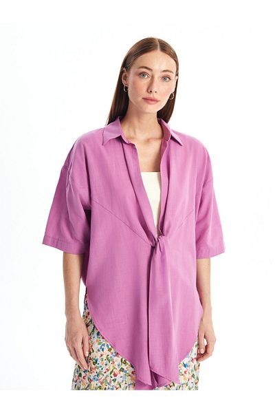 LC Waikiki Oversize Linen Look Shawl Collar Women's Kimono