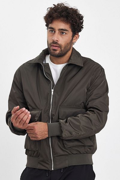 MADZEYMODA Jachetă bomber de sezon nou cu fermoar verde kaki - Mz56112