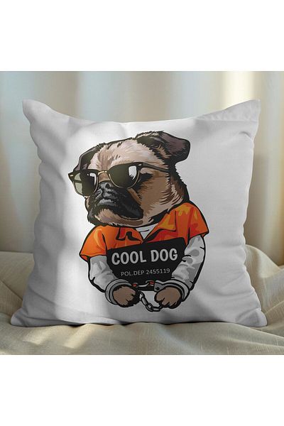 EJOYA Cool Dog Designed 2-Piece Pillow and Throw Pillow Cover 45cm