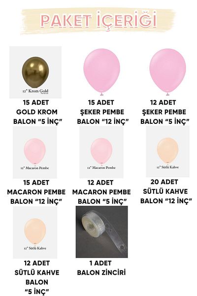 Gold Center 100 Piece Sea Sand Balloons Set - Candy Pink, Gold Chrome and Macaron Pink