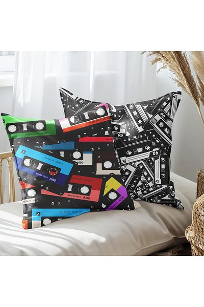 EJOYA Nostalgic Cassette Designed 2-Piece Pillow and Throw Pillow Case 45cm 113518