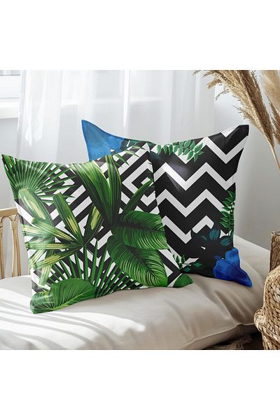 EJOYA Green Leaf Patterned 2-piece Pillow Set - 45cm Throw Pillow and Inside Case 113580