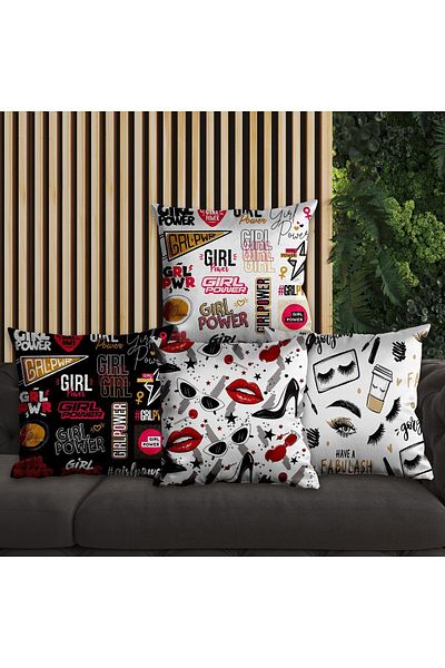 EJOYA Girl Power Designed 4-Piece Pillow and Throw Pillow Cover 45cm 113846