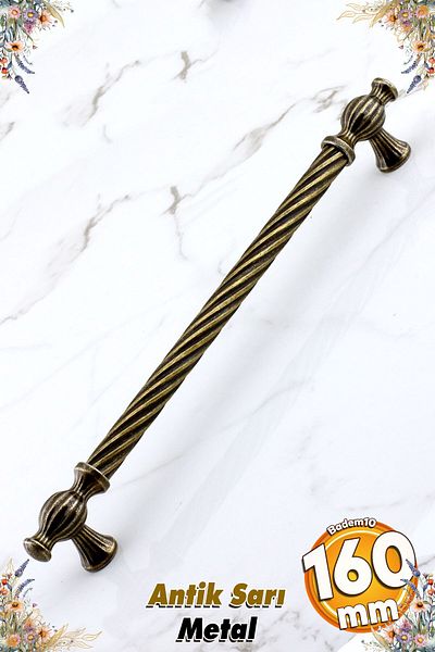 Badem10 Burma Antique Metal Galben Antic 160 Mm - 16 Cm Mobilier Bucătărie Sertar Dulap Mâner Mâner