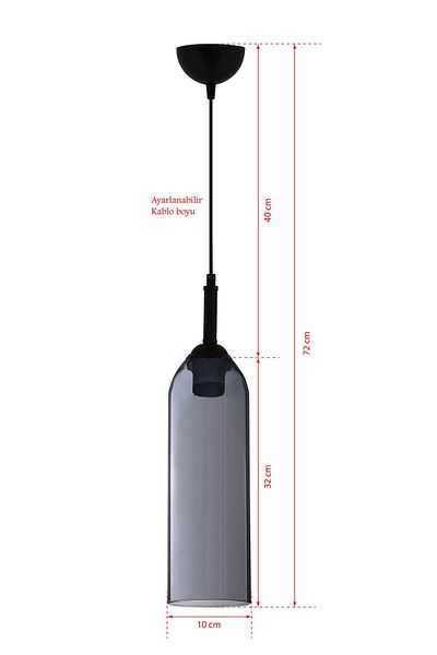 DEDE Single Pipa Pendant Lamp Glass Chandelier Smoked