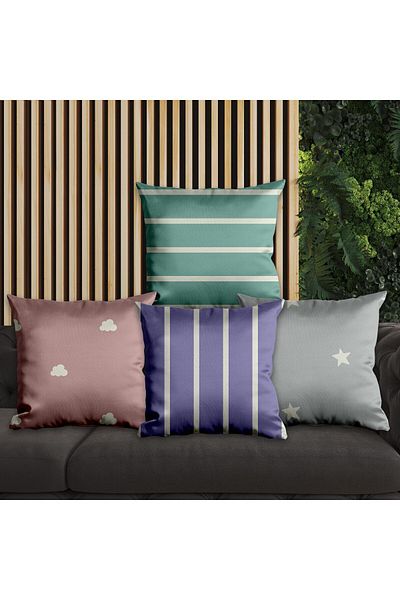 EJOYA Set de 4 perne și perne cu design liniar de 45 cm - 113829